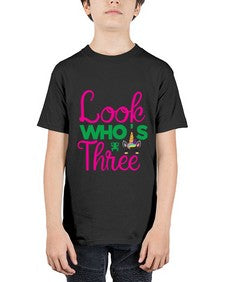 look whos three 266# - unicorn - Youth Tee Unisex