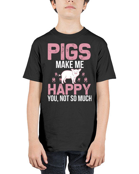 pigs make me happy Style 35# - pig - Youth Tee Unisex