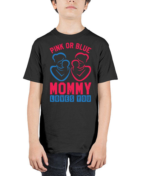 pink or blue Mommy Loves you Style 187# - baby shower - Youth Tee Unisex