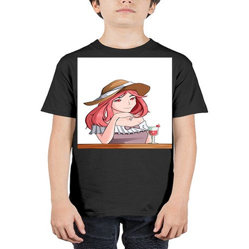 pretty woman with fresh juice in summer 37# - anime - Youth Tee Unisex