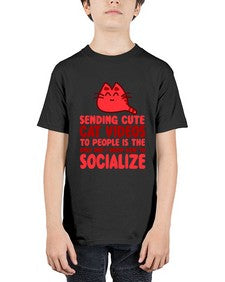 sending cute cat videos to people is the only way i know how to socialize - cats - Youth Tee Unisex