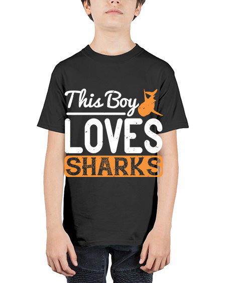 this boy loves sharks Style 14# - shark-fish - Youth Tee Unisex