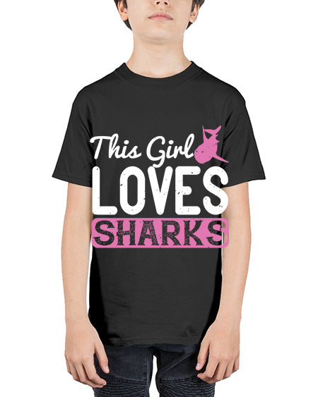 this girl loves sharks Style 12# - shark-fish - Youth Tee Unisex