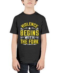 violence begins with the fork 456# - vegan - Youth Tee Unisex