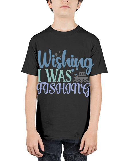 wishing i was fishing 90# - shark-fish - Youth Tee Unisex