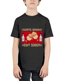write drunk edit sober 497# - drinking - Youth Tee Unisex