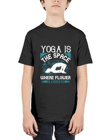 yoga is the space where flower blossoms  627# - yoga - Youth Tee Unisex
