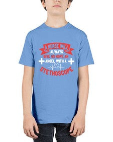 A Nurse will always give us hope an Angel with a stethoscope Style 20# - nurse - Youth Tee Unisex
