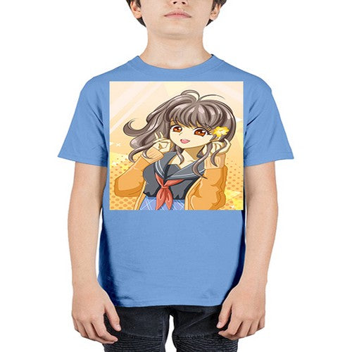 A beautiful and happy girl back to school 90# - anime - Youth Tee Unisex