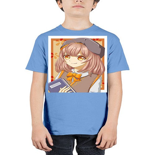 A beautiful girl wearing uniform with book 93# - anime - Youth Tee Unisex