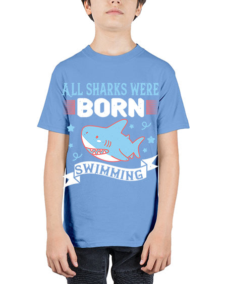 All sharks were born swimming Style 98# - shark-fish - Youth Tee Unisex