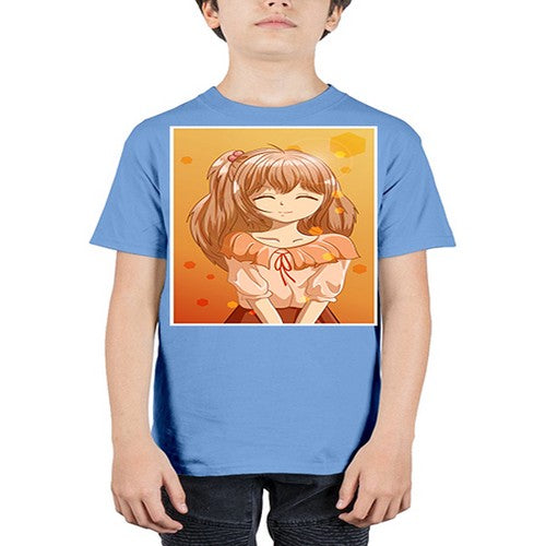 Beautiful and cute girl brown hair at sunset 164# - anime - Youth Tee Unisex
