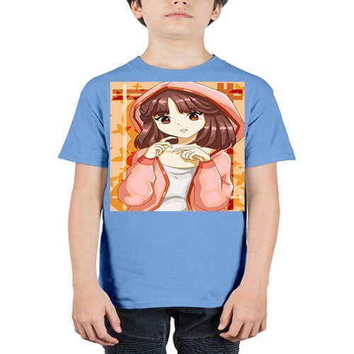 Beautiful and cute girl brown hair with jacket 81# - anime - Youth Tee Unisex