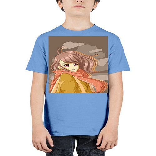 Beautiful and cute girl with scarf 91# - anime - Youth Tee Unisex