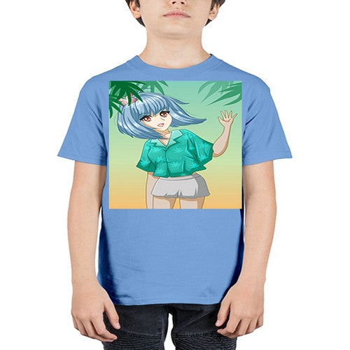 Beautiful and happy girl on the beach in summer 48# - anime - Youth Tee Unisex