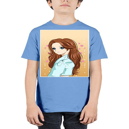 Beautiful and pretty girl brown long hair 123# - anime - Youth Tee Unisex