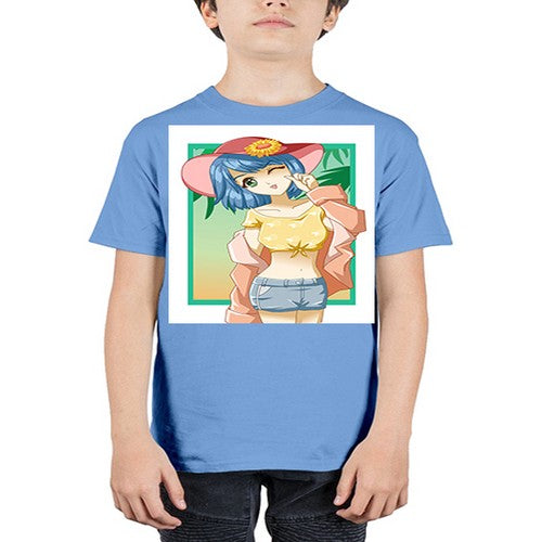 Beautiful and sexy girl on the beach with cute hat in summer 1# - anime - Youth Tee Unisex