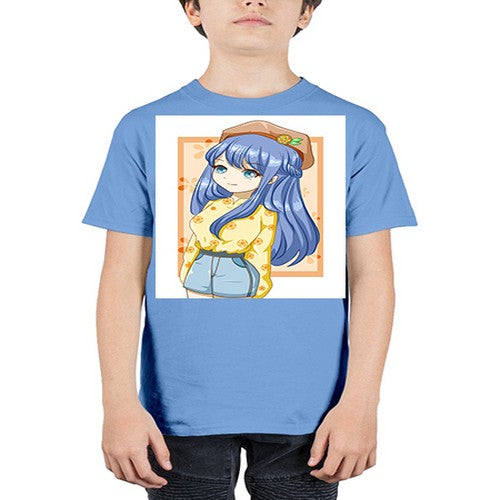 Beautiful and soft girl blue hair in summer 153# - anime - Youth Tee Unisex