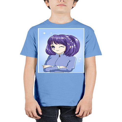 Beautiful girl short purple hair 6# - anime - Youth Tee Unisex