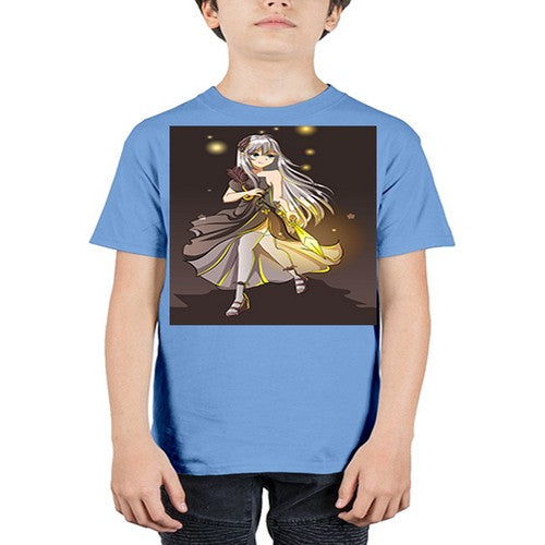 Beautiful girl with black dress and sword game 129# - anime - Youth Tee Unisex