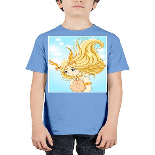 Beautiful queen with gold hair and gold horn crown 39# - anime - Youth Tee Unisex