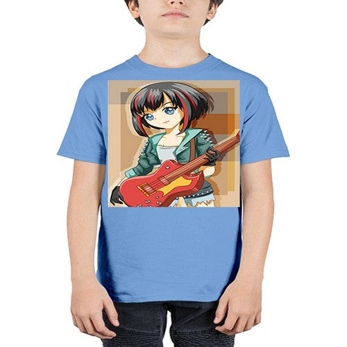 Beautiful rock girl with bass guitar perform 173# - anime - Youth Tee Unisex