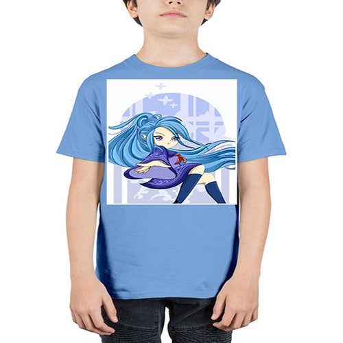 Cute and beautiful girl blue long hair cartoon 155# - anime - Youth Tee Unisex