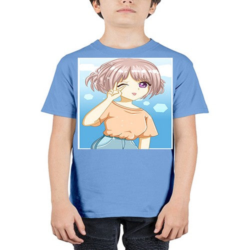 Cute and beautiful girl cream hair yellow shirt 29# - anime - Youth Tee Unisex