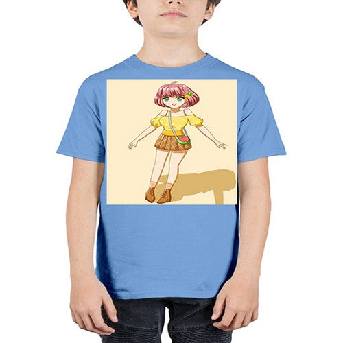 Cute and beautiful girl in summer with yellow dress 54# - anime - Youth Tee Unisex