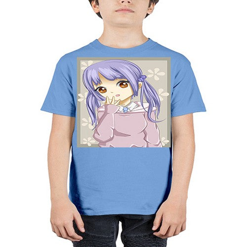 Cute and beautiful girl purple hair 25# - anime - Youth Tee Unisex