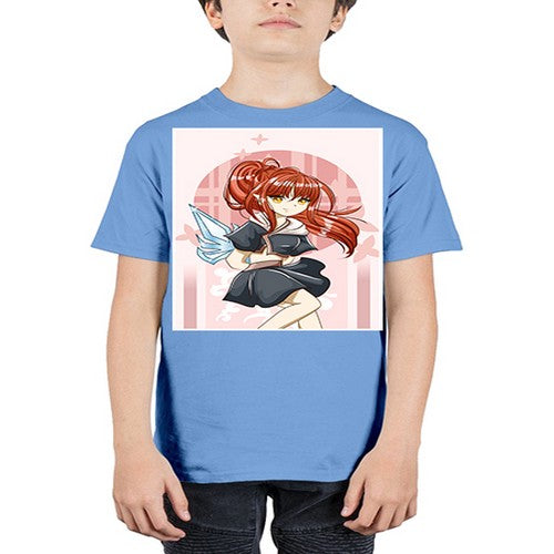 Cute and beautiful girl red long hair with sword cartoon 157# - anime - Youth Tee Unisex