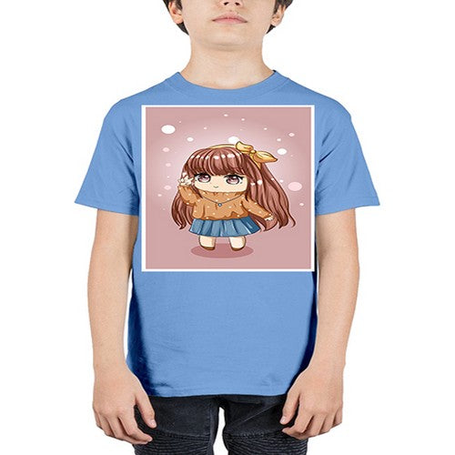 Cute and beautiful little girl long brown hair 149# - anime - Youth Tee Unisex
