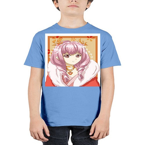 Cute and beautiful queen pink hair with red dress 124# - anime - Youth Tee Unisex