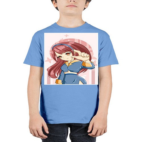 Cute and cool girl red long hair 166# - anime - Youth Tee Unisex