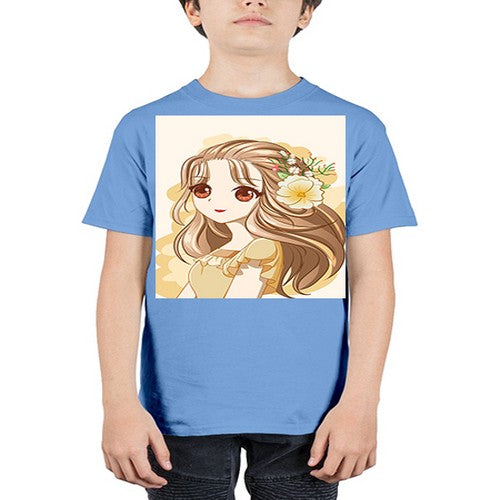 Cute and happy girl with flowers crown 57# - anime - Youth Tee Unisex