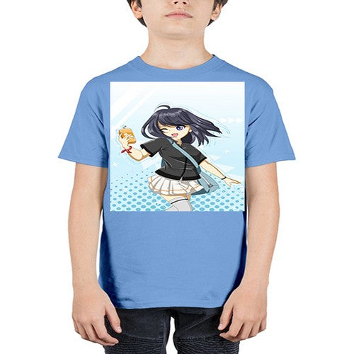 Cute and happy student girl with banana milk 4# - anime - Youth Tee Unisex
