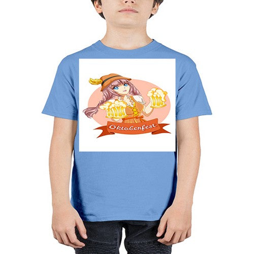 Cute and happy woman celebrating oktoberfest with beer 177# - anime - Youth Tee Unisex