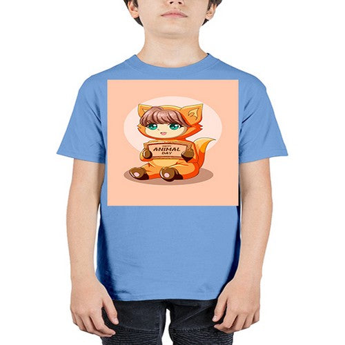 Cute girl with animal costume in animal day text 137# - anime - Youth Tee Unisex