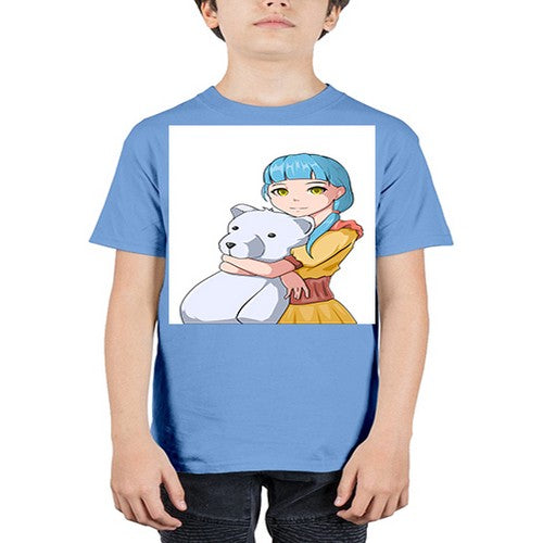 Cute girl with bear doll 26# - anime - Youth Tee Unisex