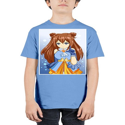 Cute little beautiful girl blue gold clothes cartoon 171# - anime - Youth Tee Unisex