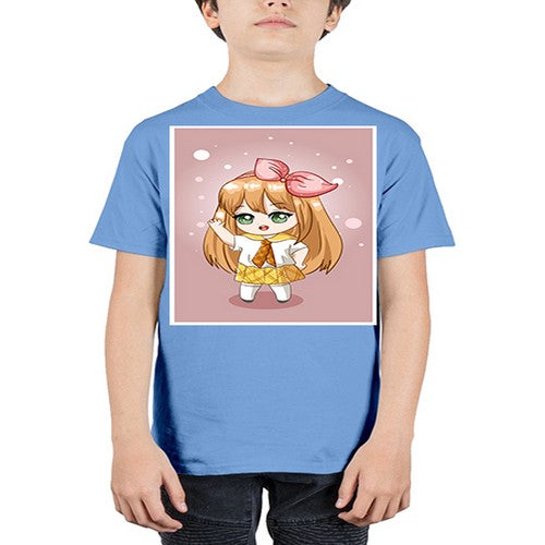 Cute little girl yellow hair wearing uniform 130# - anime - Youth Tee Unisex