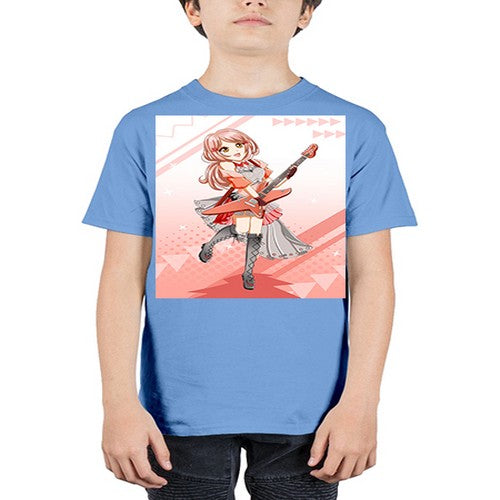 Cute rock star girl with guitar game 17# - anime - Youth Tee Unisex