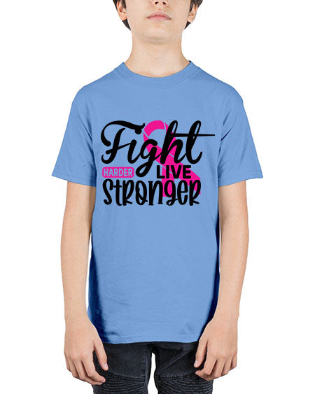 Fight Harder Live Stronger 27# - breast cancer - Youth Tee Unisex