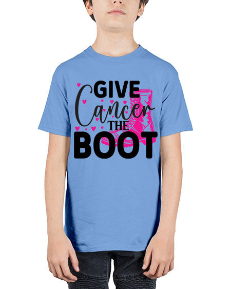 Give Cancer the Boot 24# - breast cancer - Youth Tee Unisex