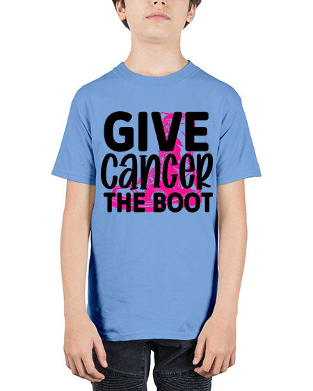 Give Cancer the Boot 25# - breast cancer - Youth Tee Unisex