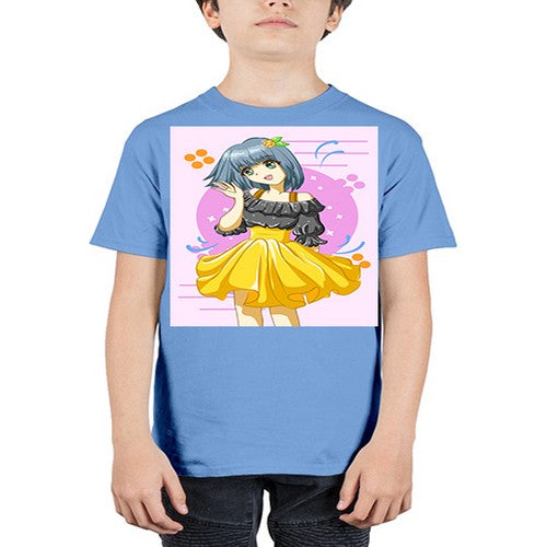 Happy and funny girl with black yellow dress in summer 41# - anime - Youth Tee Unisex