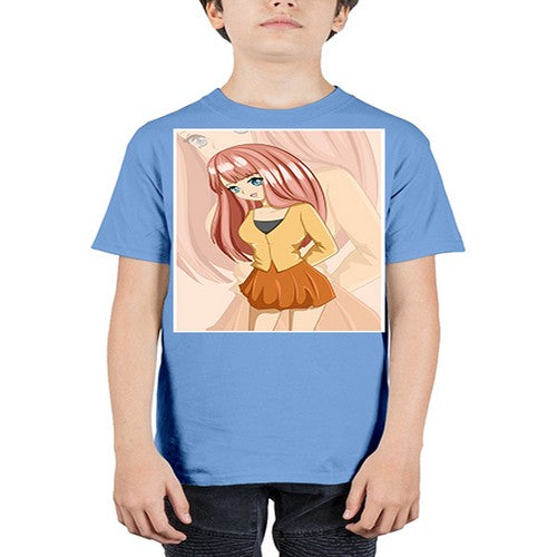 Happy beautiful and cute girl pink long hair 5# - anime - Youth Tee Unisex