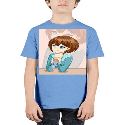 Happy beautiful and elegant girl brown hair 36# - anime - Youth Tee Unisex