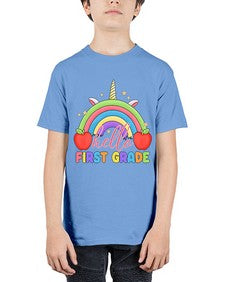 Hello first Grade Unicorn Rainbow 281# - first grade - Youth Tee Unisex