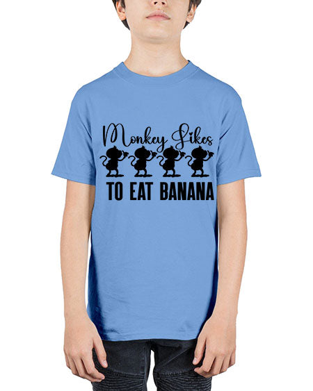 Monkey likes to eat banana  - monkey - Youth Tee Unisex